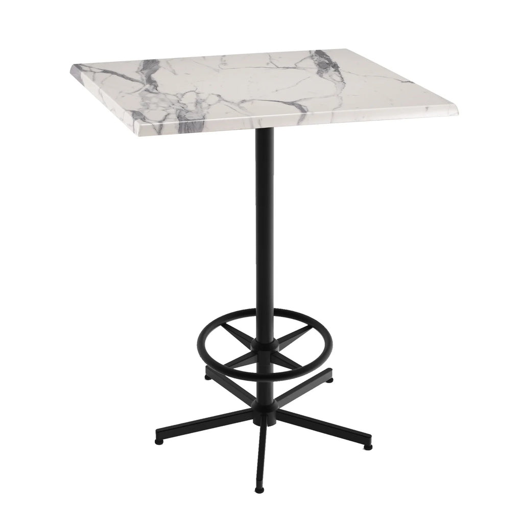 42" Black Square Table with 30" White Marble Top N30093