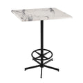 42" Black Square Table with 30" White Marble Top N30093