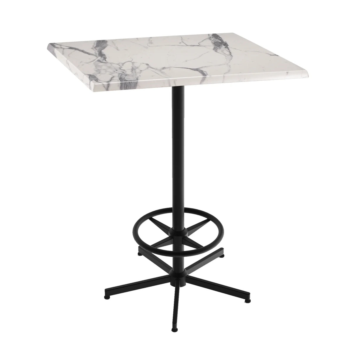 42" Black Square Table with 30" White Marble Top N30093