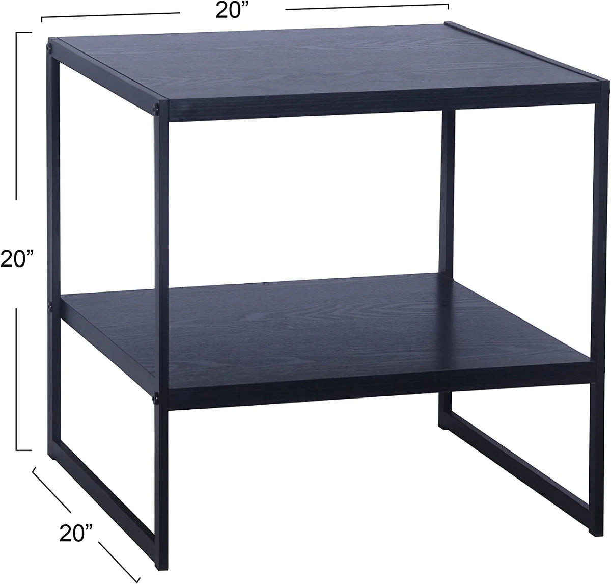 Black Metal and Faux Wood End Table with Storage Shelf L912