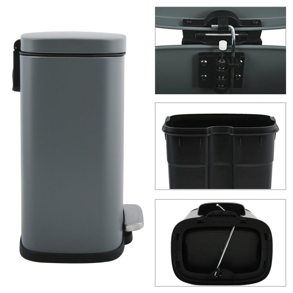 Matte Dark Gray Stainless Steel Step Trash Can G960
