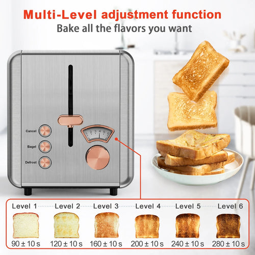 2 Slice Stainless Steel Toaster with Wide Slot U201940