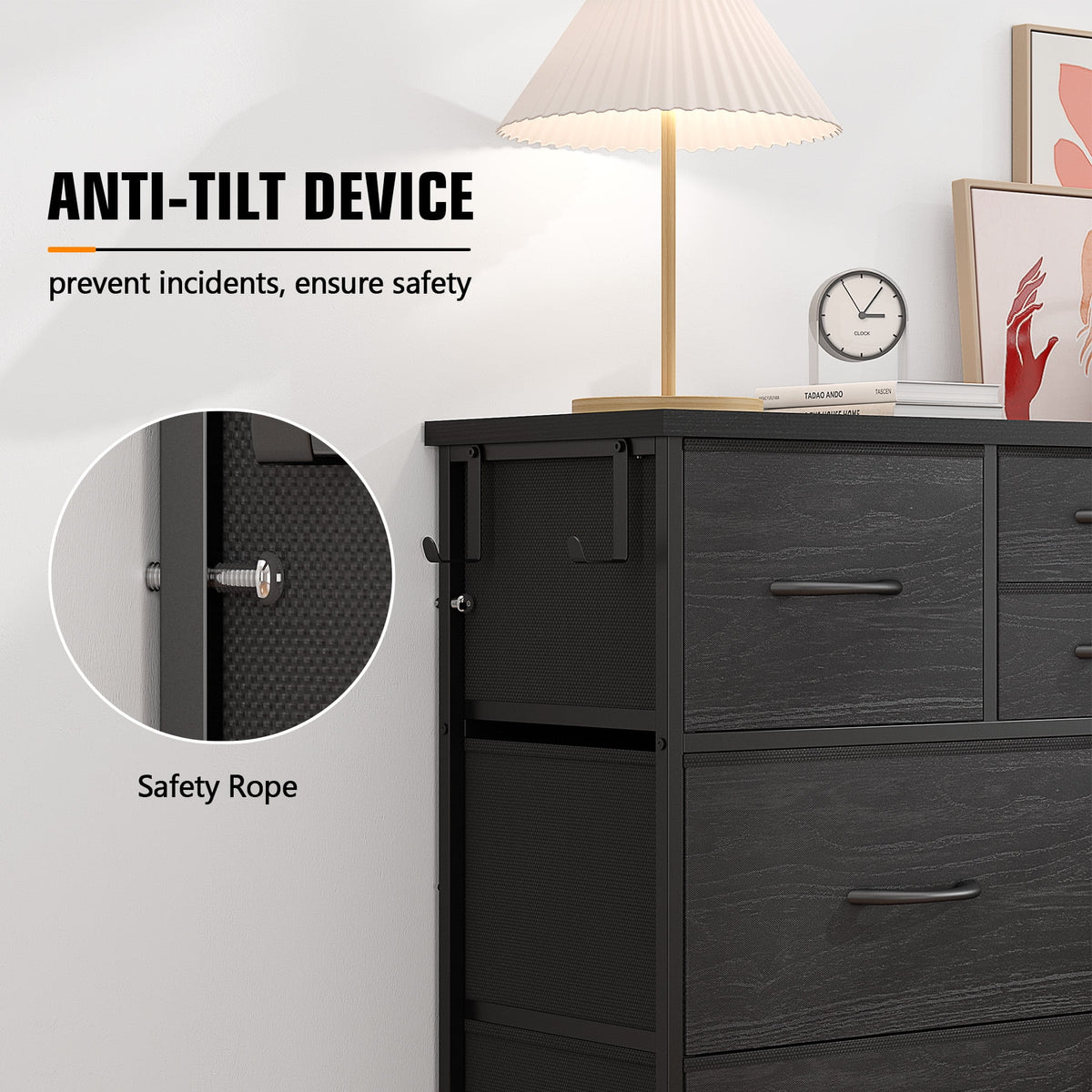 Brown 10 Drawer Fabric Dresser B287
