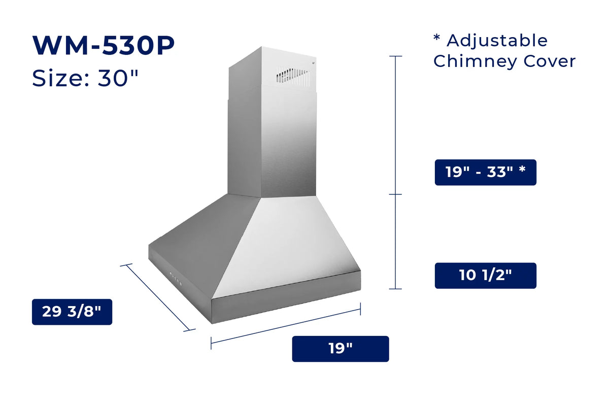 30” Matte Black Wall Mount Range Hood E26566
