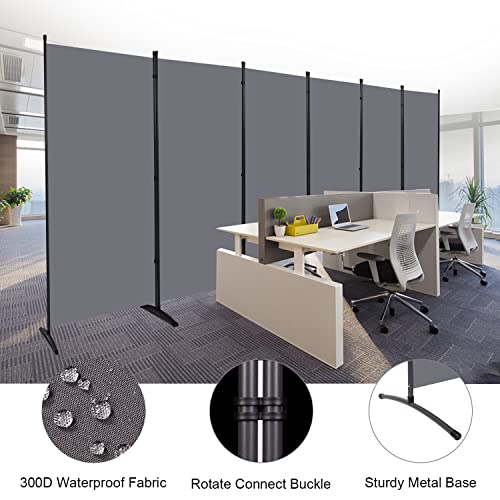 Folding Privacy Screen with Wheels, 6FT Tall Fabric Room Divider, Beige F2527