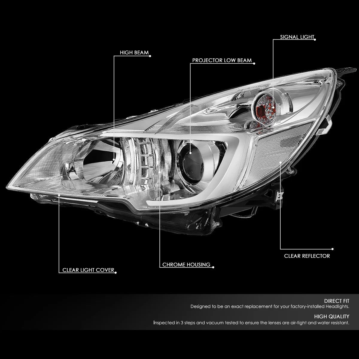 Pair Projector Headlight Chrome Housing Clear Side Headlamps Left + Right G944841