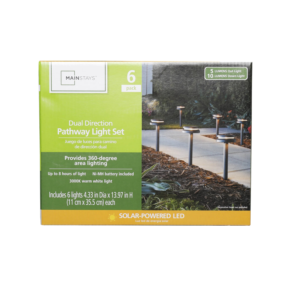 6-Count Solar-Powered Dual Direction Pathway LED Light Set W79534