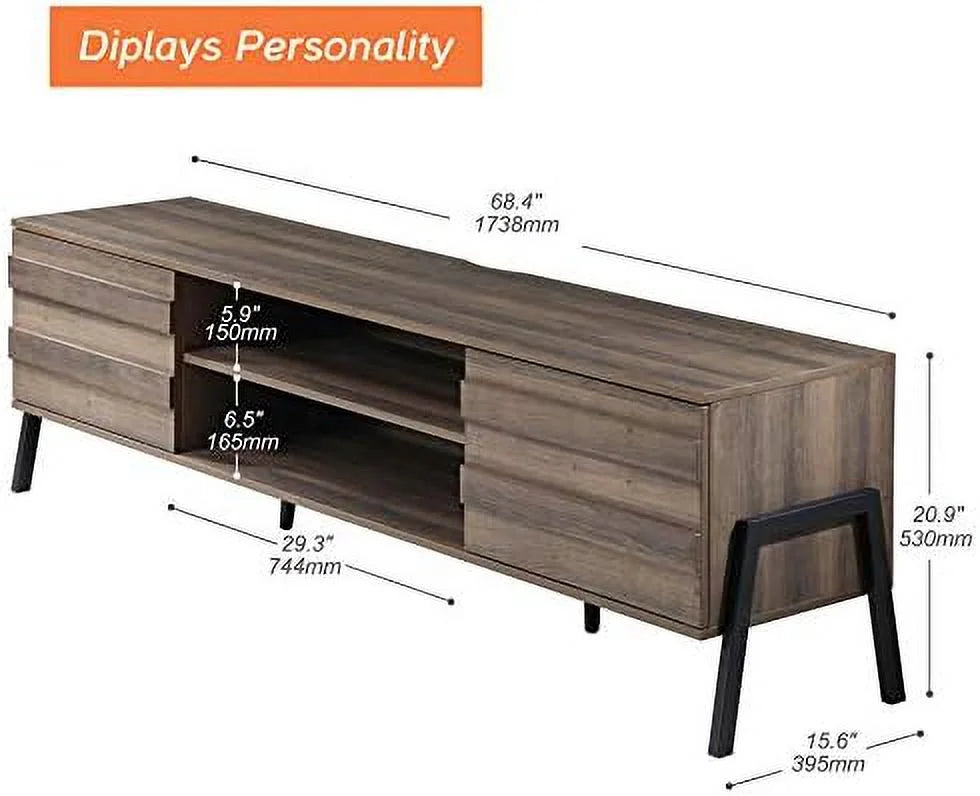 Mid-Century TV Stand with LED Lights and Metal Legs D370381