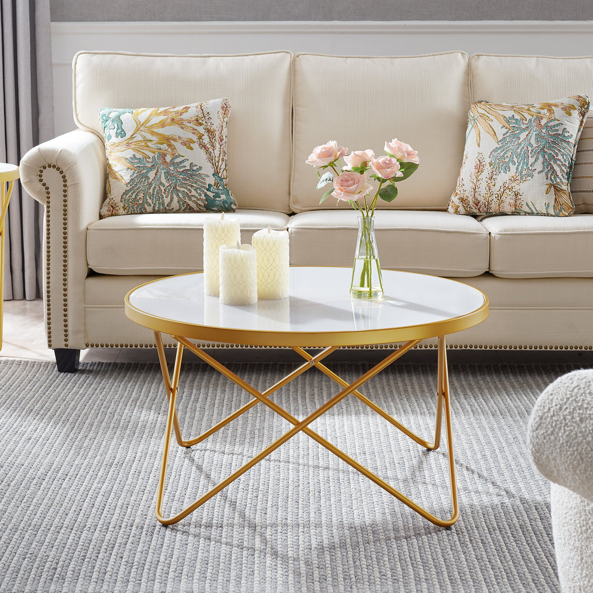32" Round Glass Coffee Table J800
