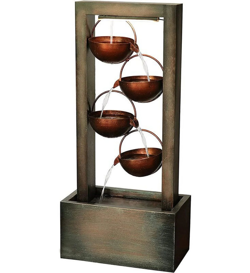 4-Tier Polyresin Floor Standing Water Fountain with LED Lighting G9825
