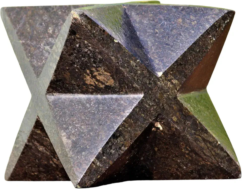 Polished Natural Black Nuummite Crystal Quartz Stone Merkaba 70mm Tetrahedron K395