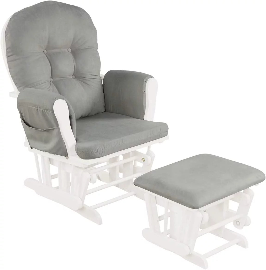 Light Gray Upholstered Glider with Ottoman Y16728