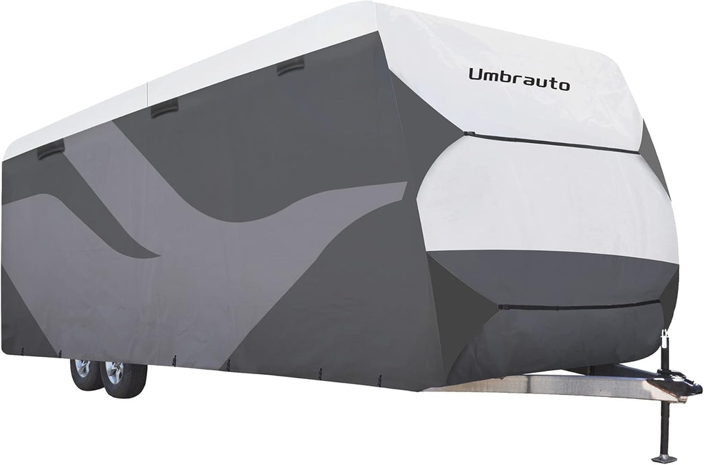 Gray/White Waterproof Travel Trailer RV Cover K788378