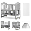 6-in-1 Convertible Mini Crib with Mattress and Mosquito Net A691289