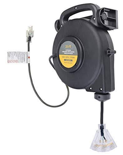 25 ft 12/3 Retractable Extension Cord Reel V119