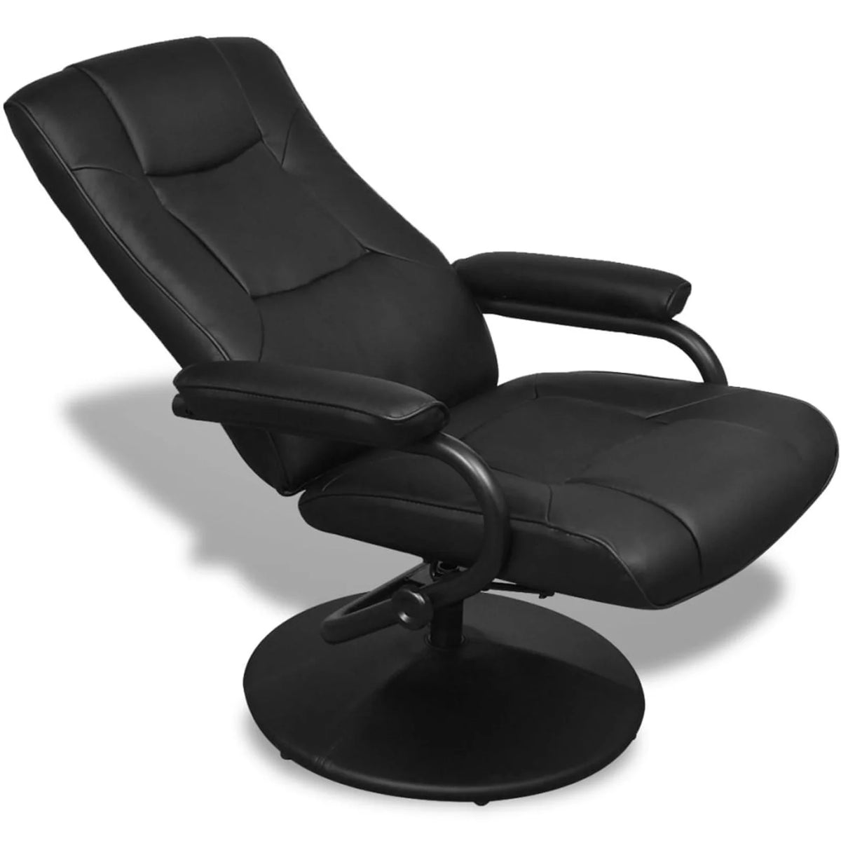 Black Faux Leather Swivel Recliner with Ottoman R477997