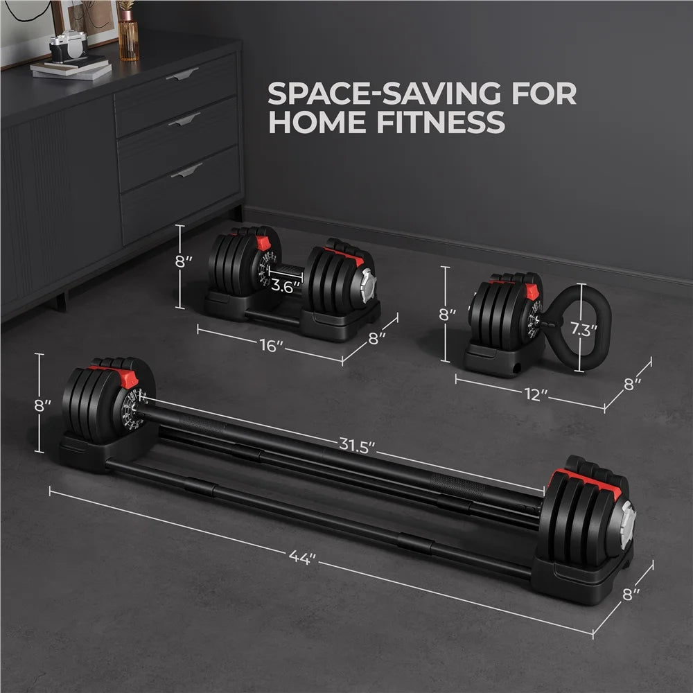 Black 3-In-1 Dumbbell Weight Set with Anti-Slip Handle G962756