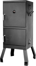 Black Square Charcoal Water Smoker and Grill with Thermometer O851