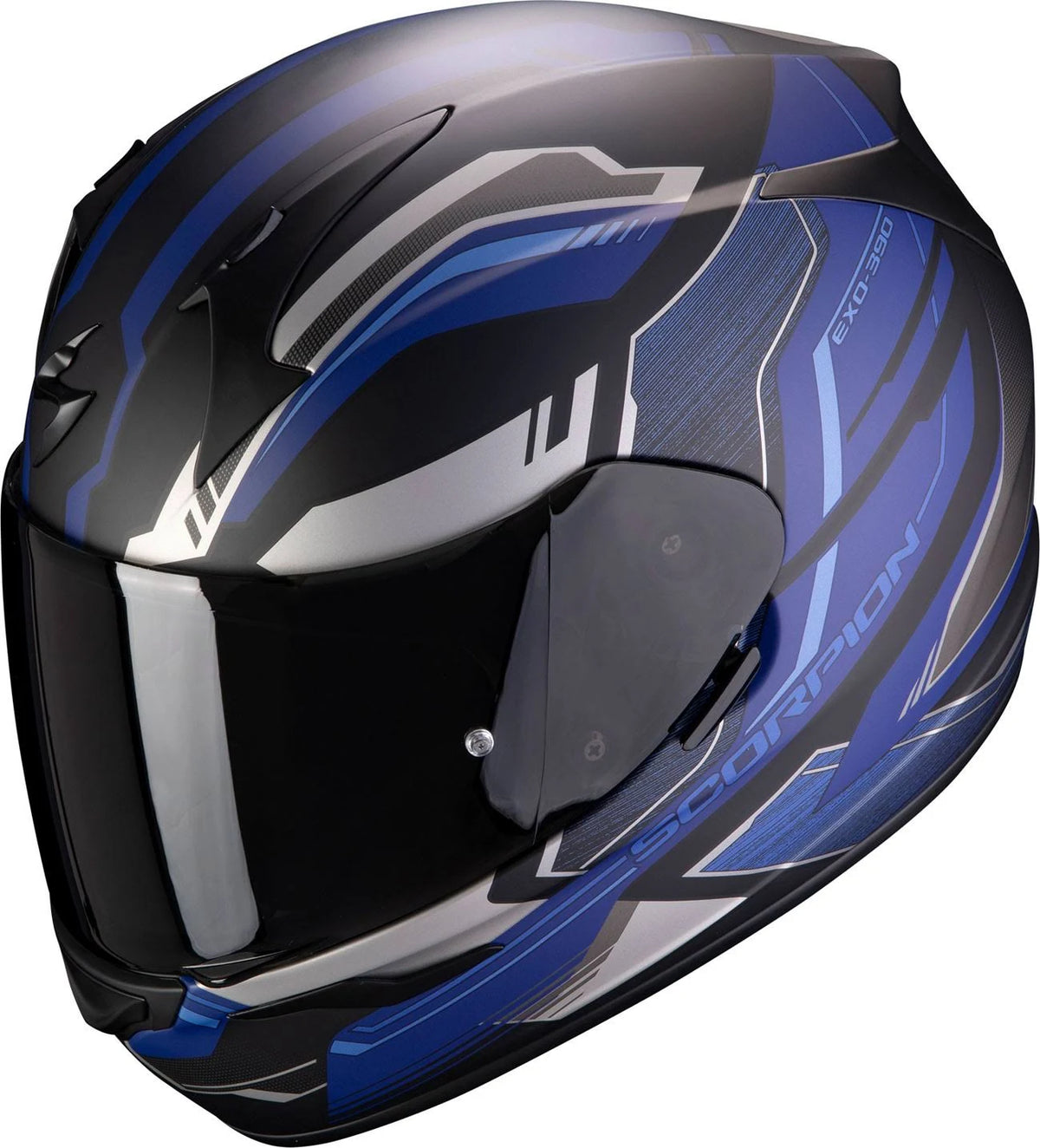 Matt Black Silver Blue Motorcycle Helmet U9611