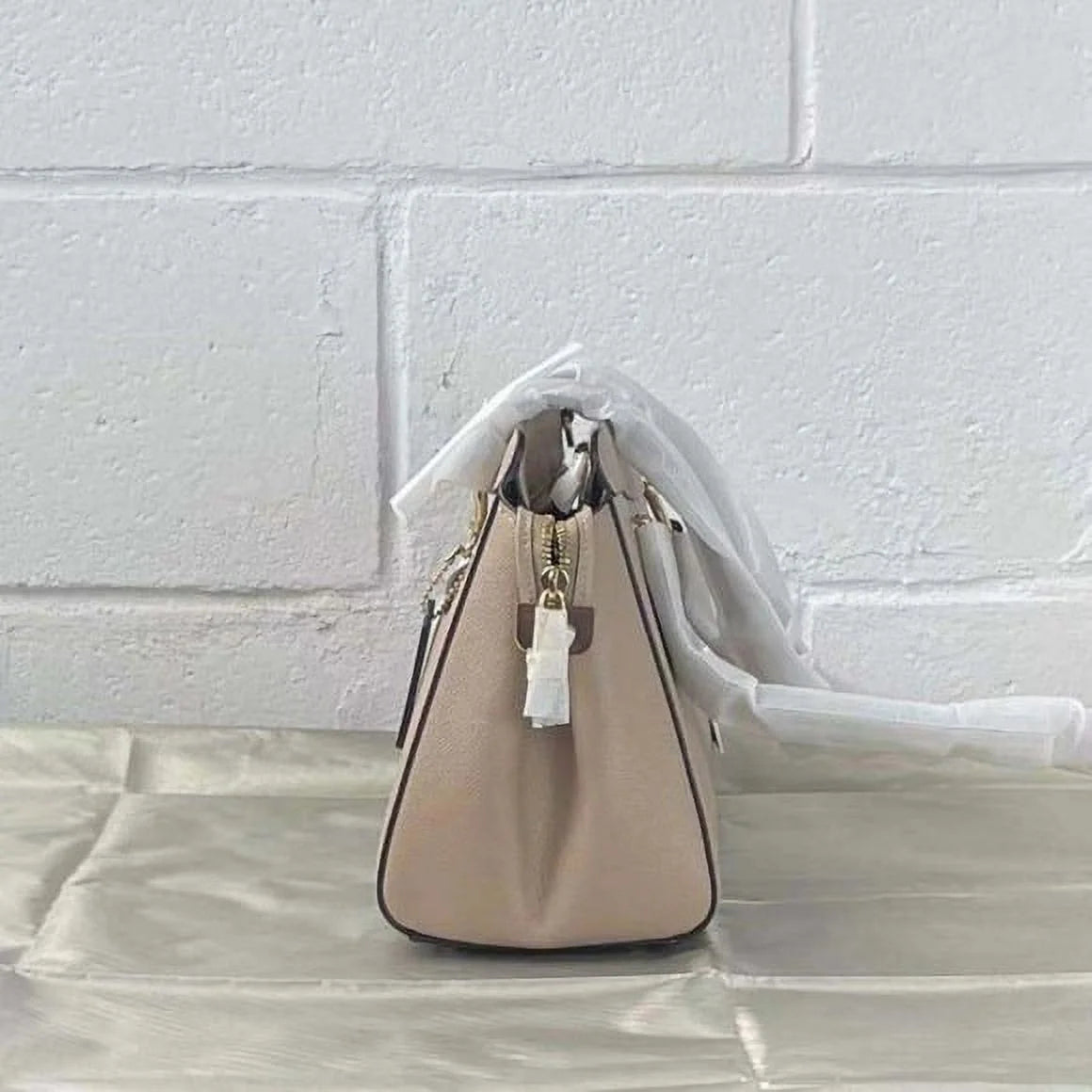 Taupe Leather Satchel Bag T2057