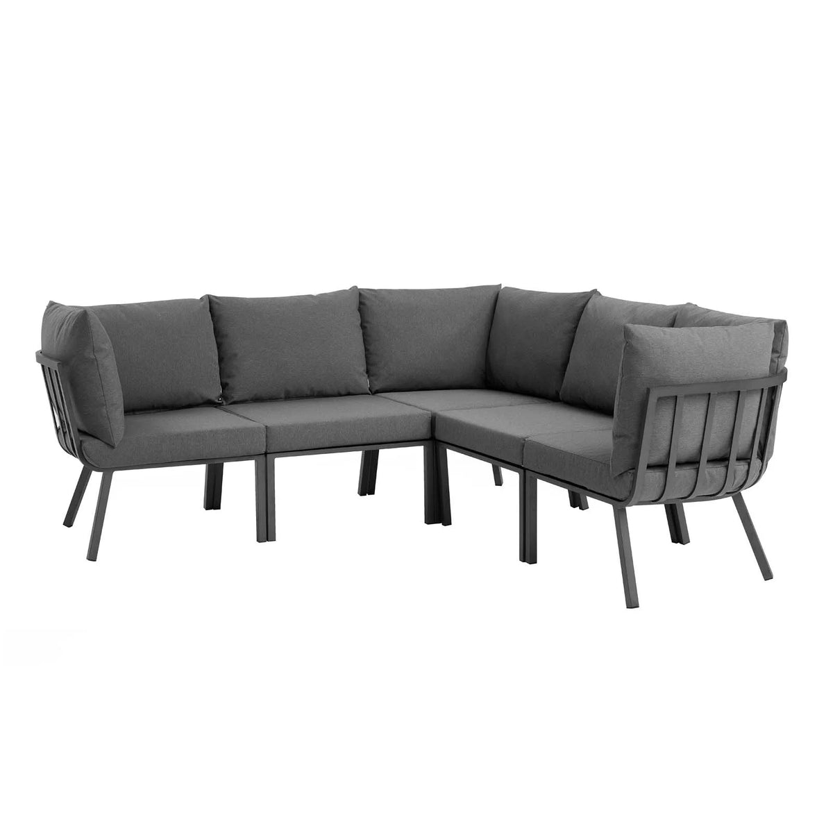 5 Piece Gray Aluminum Outdoor Sectional F862