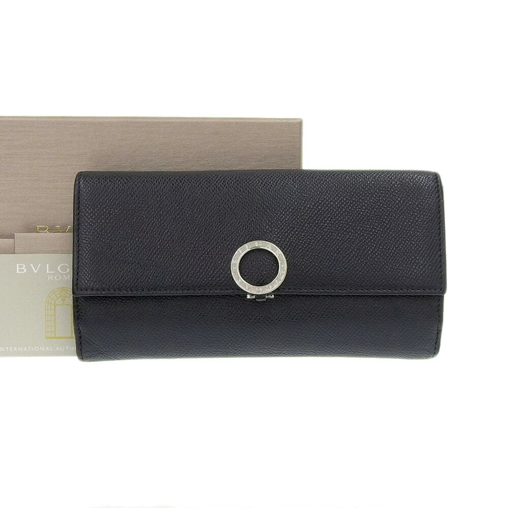 Pre-Owned Black Leather Long Wallet X21551
