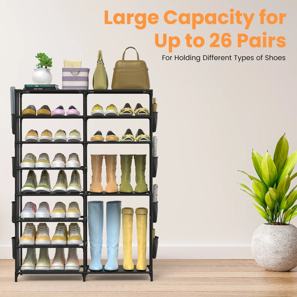 Black 8 Tier Metal Shoe Storage Shelf V86535