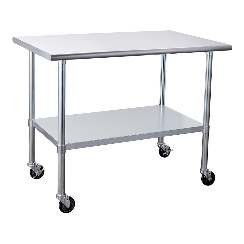 Stainless Steel Table 24 x 48 Inches with Caster Wheels and Undershelf N59874