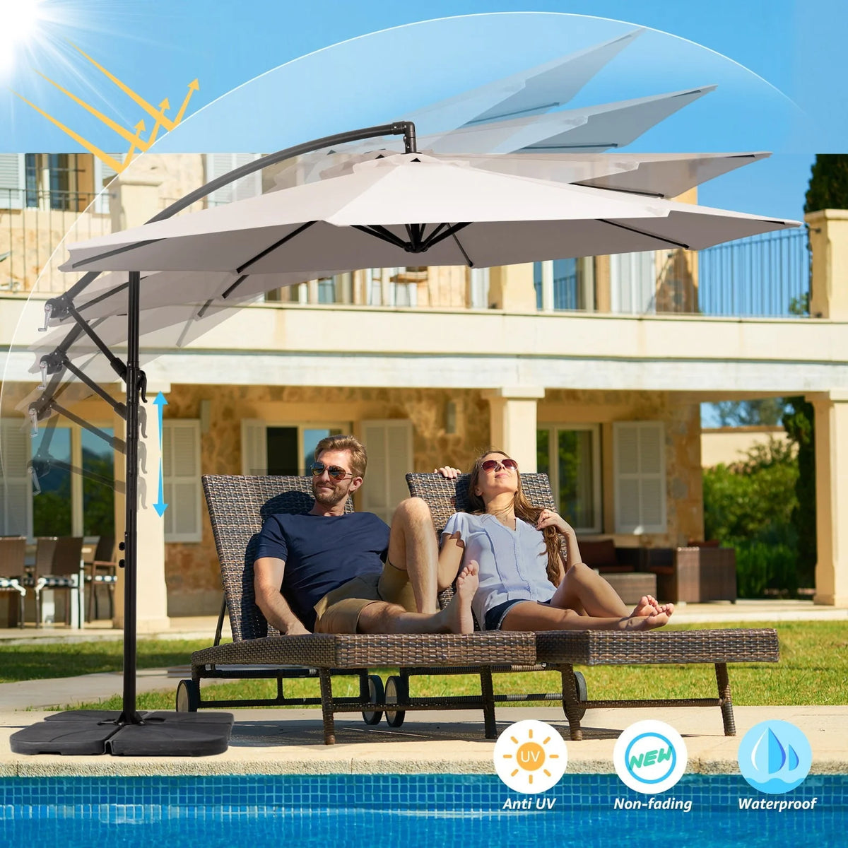 10' Outdoor Hanging Offset Cantilever Umbrella H981532
