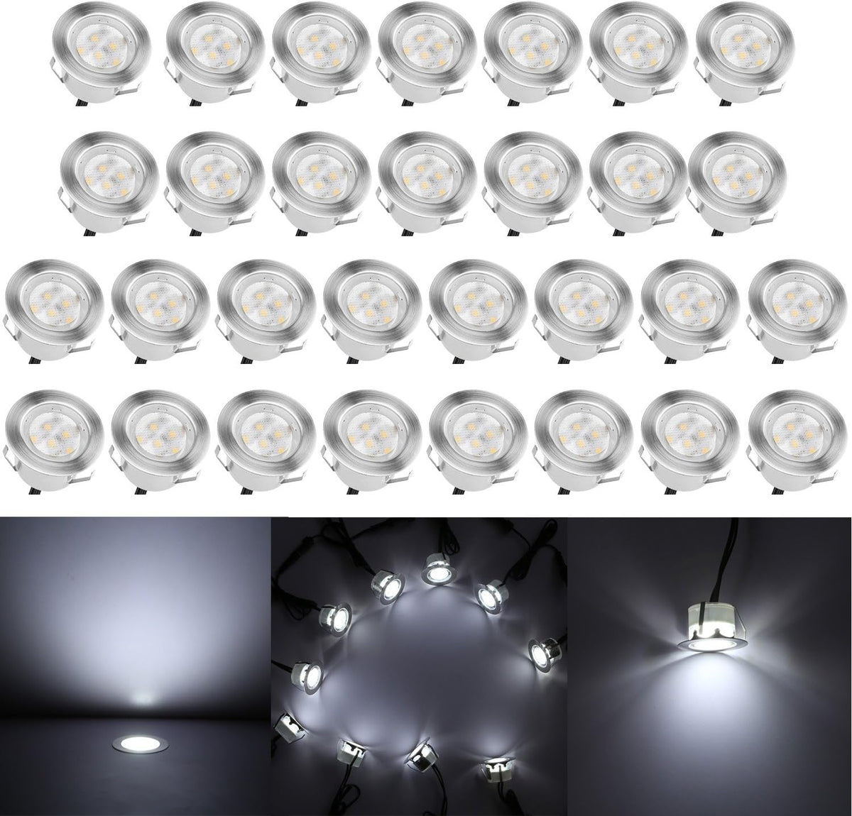 Low Voltage Stainless Steel 1W Deck Lights (20pcs, Cool White) A18800
