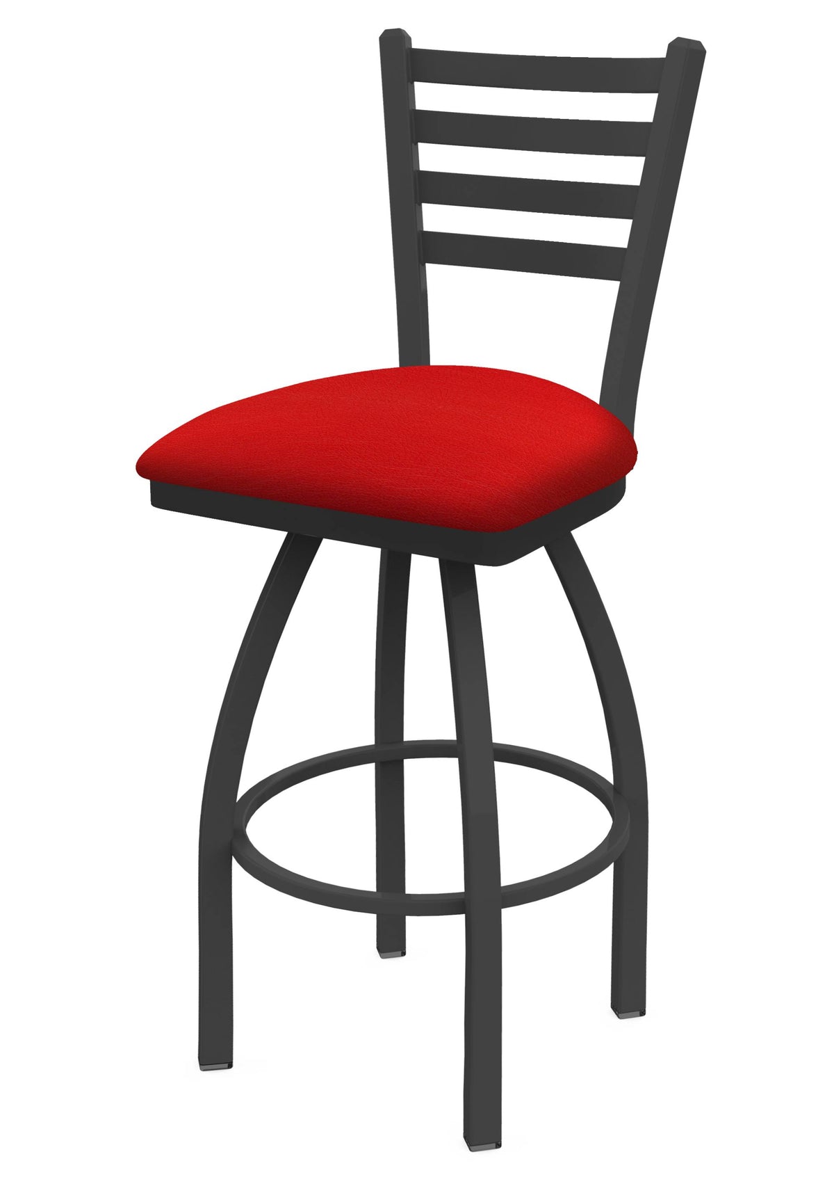 Swivel Bar Stool with Pewter Finish and Red Seat G566