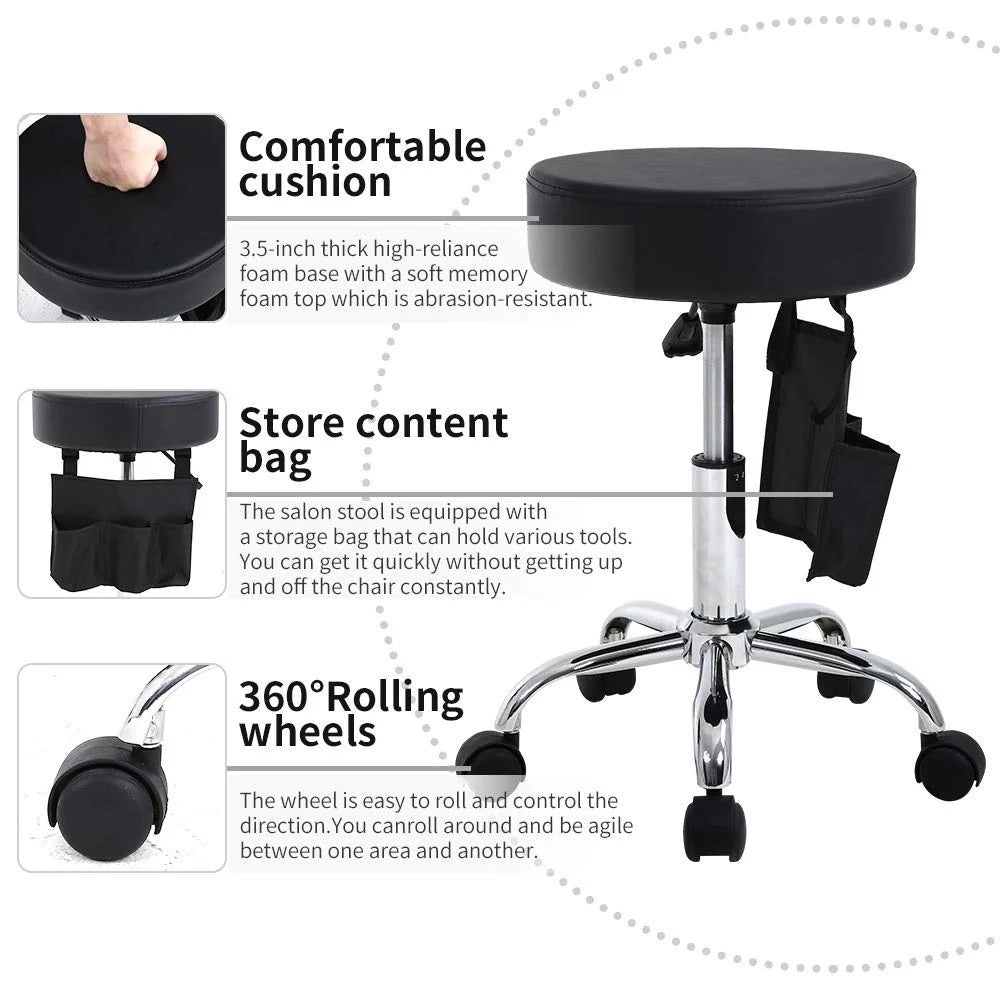 Adjustable Rolling Stool with Storage Bag & Wheels H989