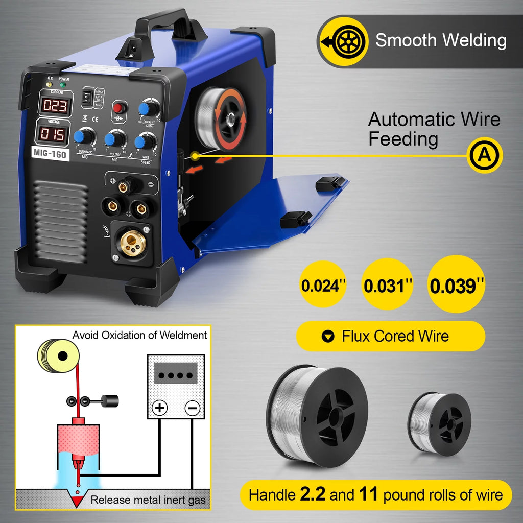 160 Amp 3 in 1 MIG TIG Arc Welder 110V/220V DC Welding Machine S3051