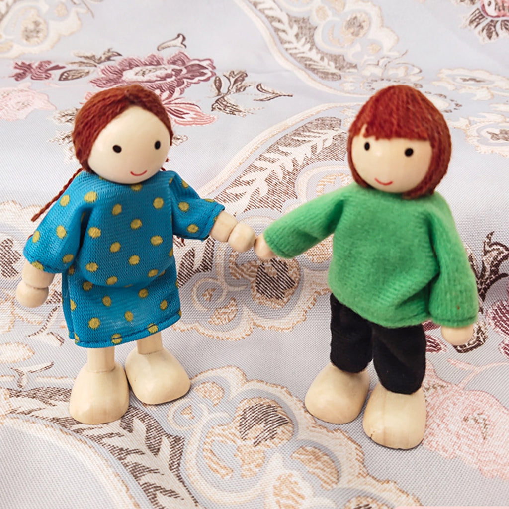 7Pcs/Set Mini Wooden Movable Jointed Doll L5639