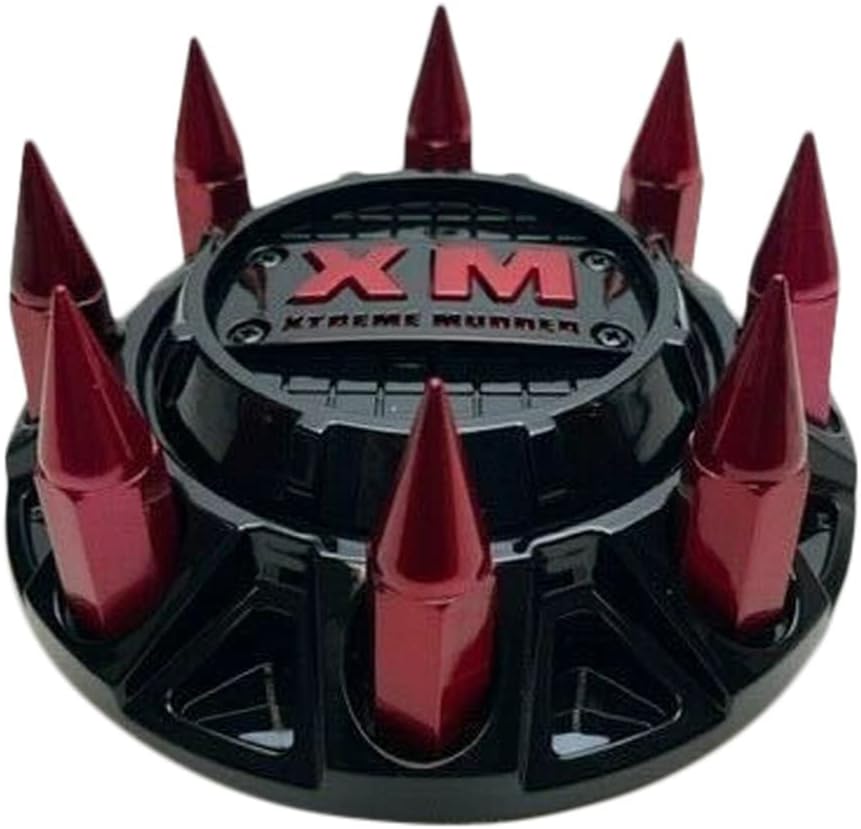 Pack of 2 Gloss Black Red Spikes Wheel Center Cap P458
