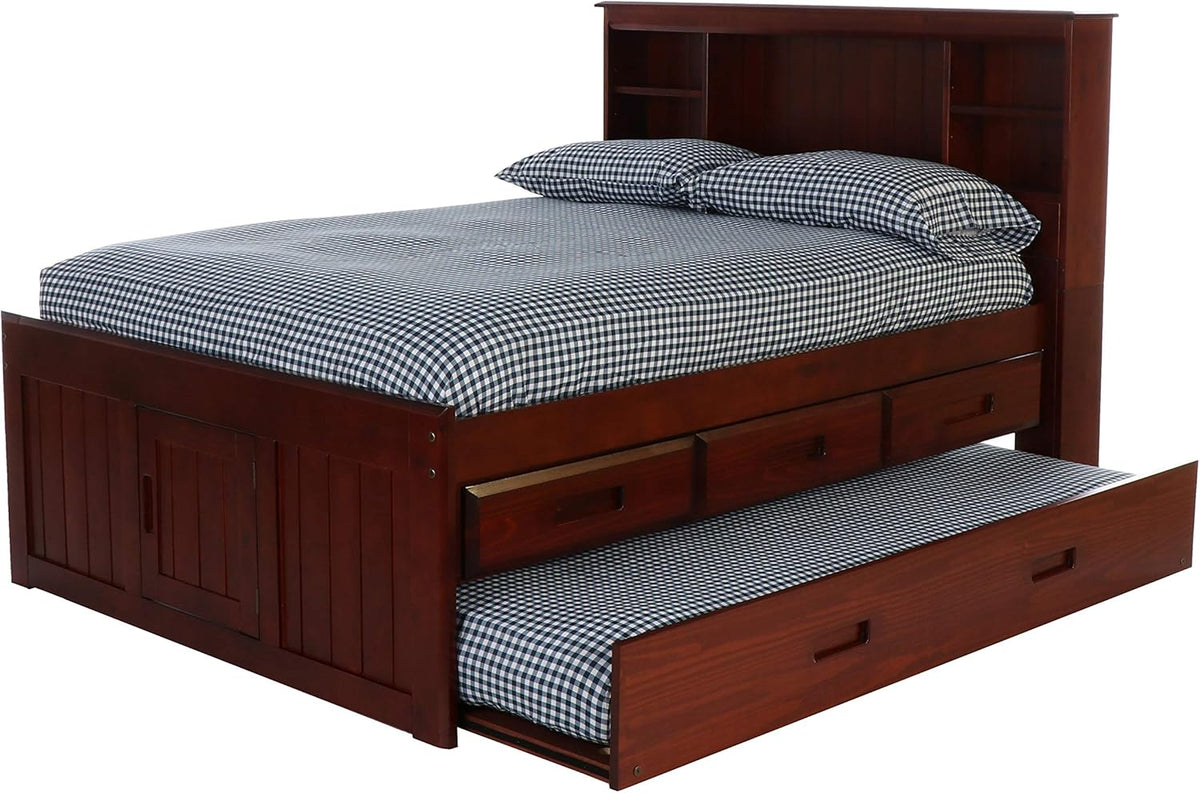 Full Captain's Bed in Merlot M5265
