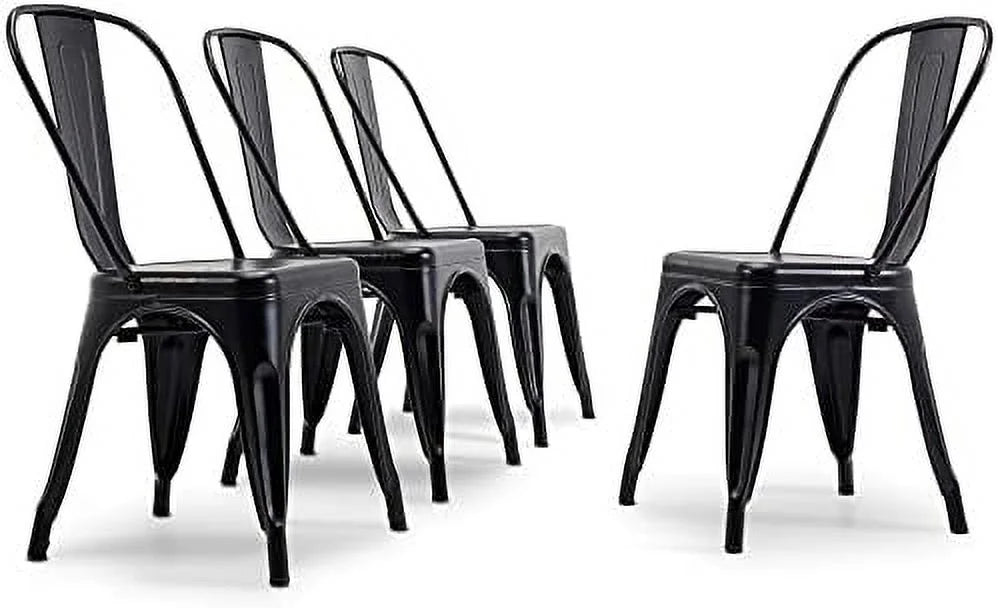Metal Dining Chairs Set of 4 Stackable Weather Resistant A722