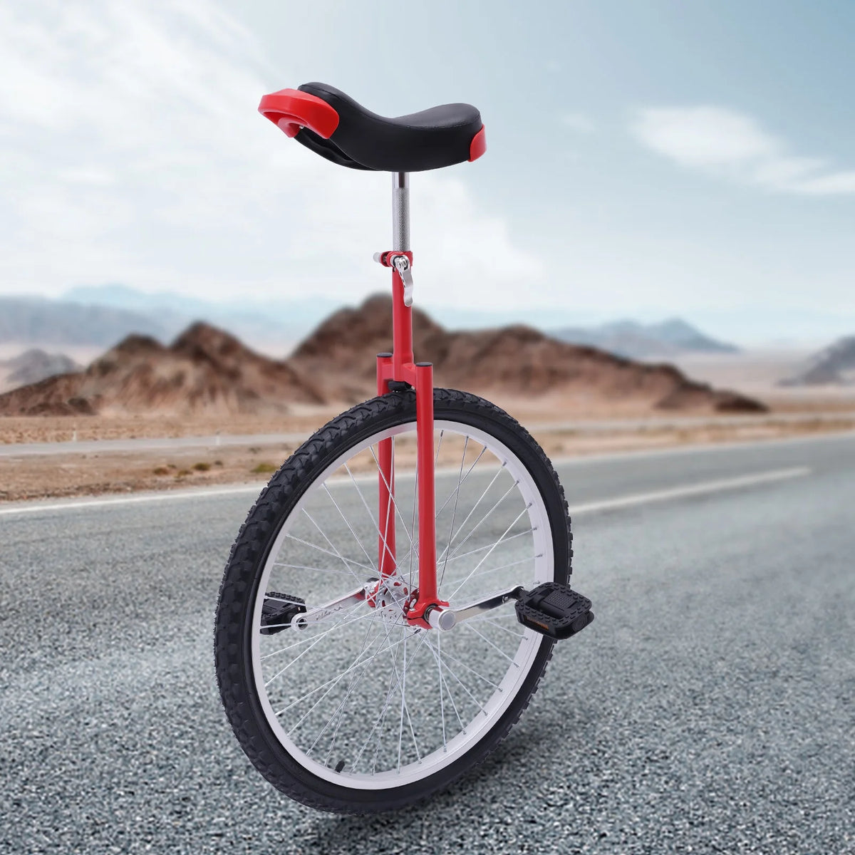 16 Inch Wheel Unicycle Height Adjustable Red O987582