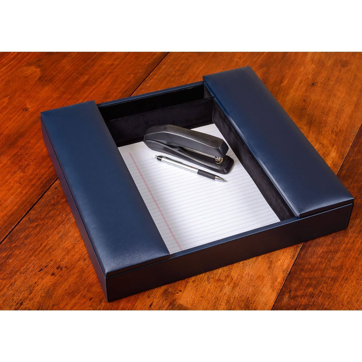 Navy Blue Leatherette Conference Room Organizer B632521