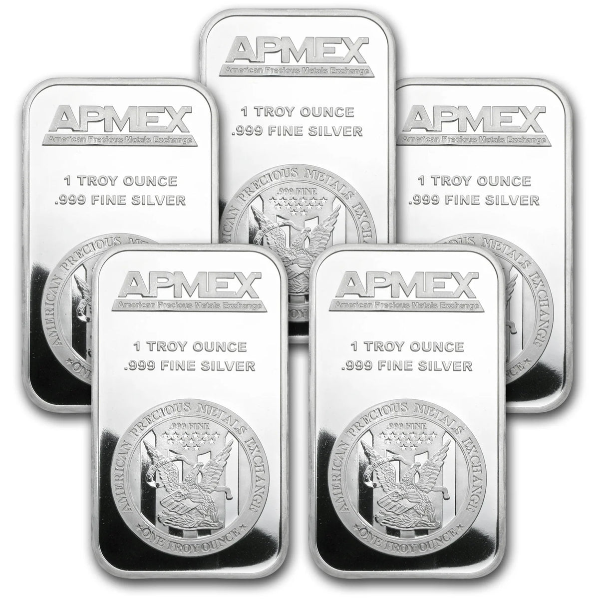 1 oz Silver Bar Lot of 5 C637