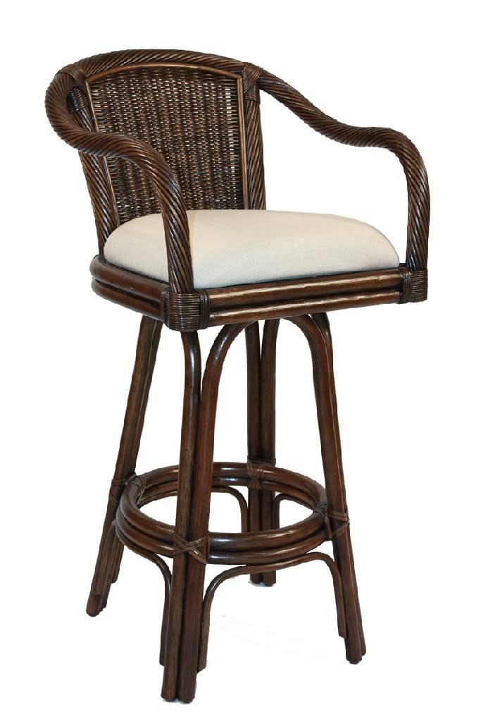 Swivel Rattan Bar Stool in Antique Finish M713