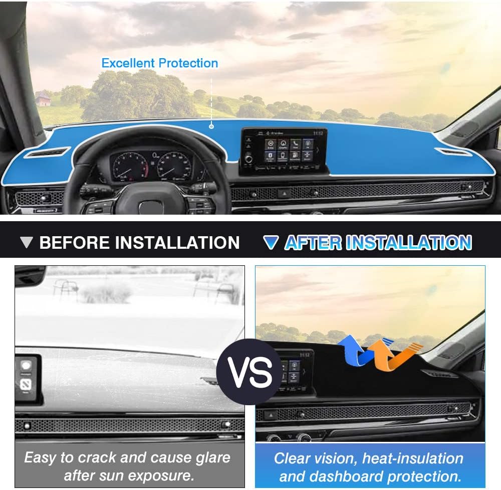 Custom Fit Flannel Dashboard Cover Mat for Honda Civic 2022 2023 X6053