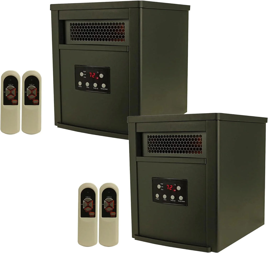 1500W Portable Electric Infrared Quartz Space Heater with Remote Control Black 2 Pack F458248