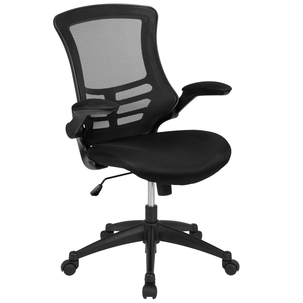 Black Mesh Swivel Ergonomic Task Office Chair with Flip-Up Arms K5140