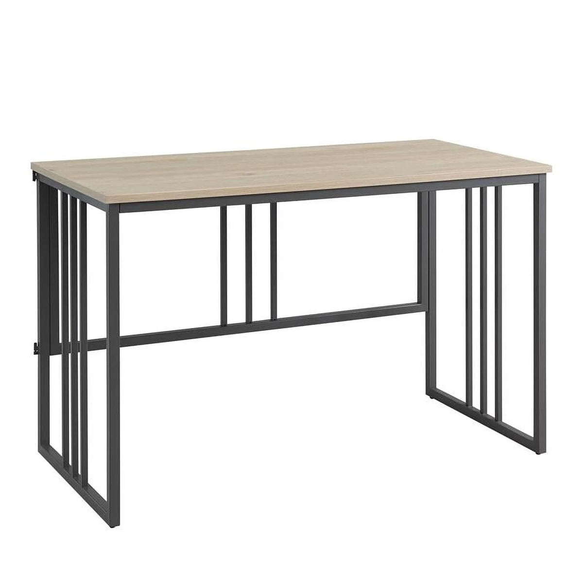 White Oak Gunmetal Slatted Desk W2154