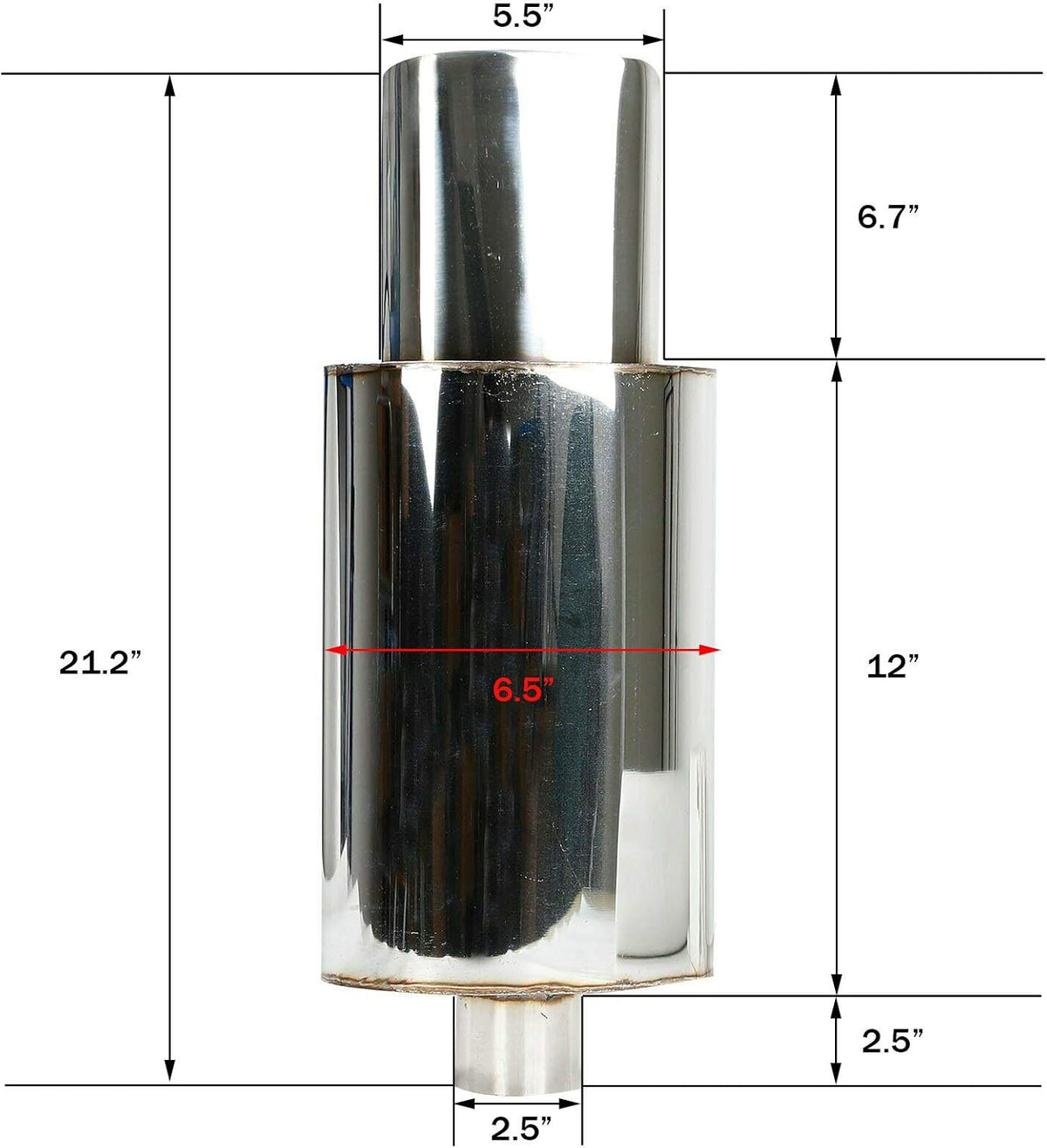 2.5 Inch T304 Stainless Steel Exhaust Muffler Oval Tip Pack of 2 U4321