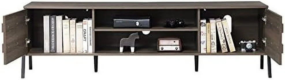 Mid-Century TV Stand with LED Lights and Metal Legs D370381