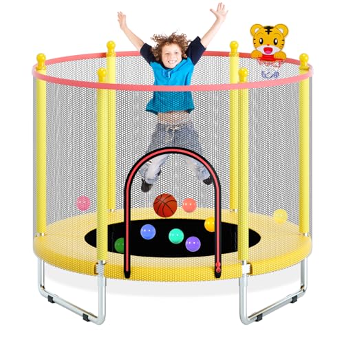 55" Trampoline with Safety Enclosure Net and Basketball Hoop K34568