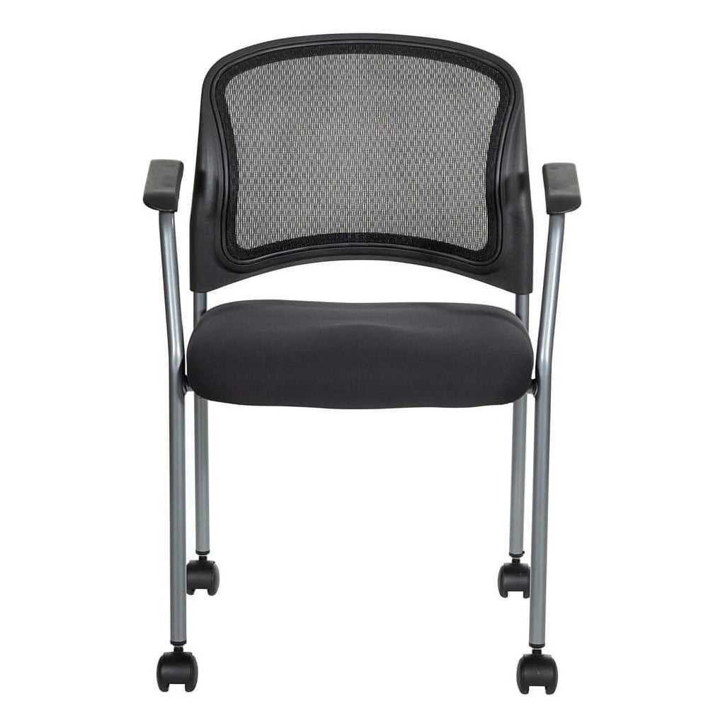 Black Fabric Rolling Visitors Chair S393