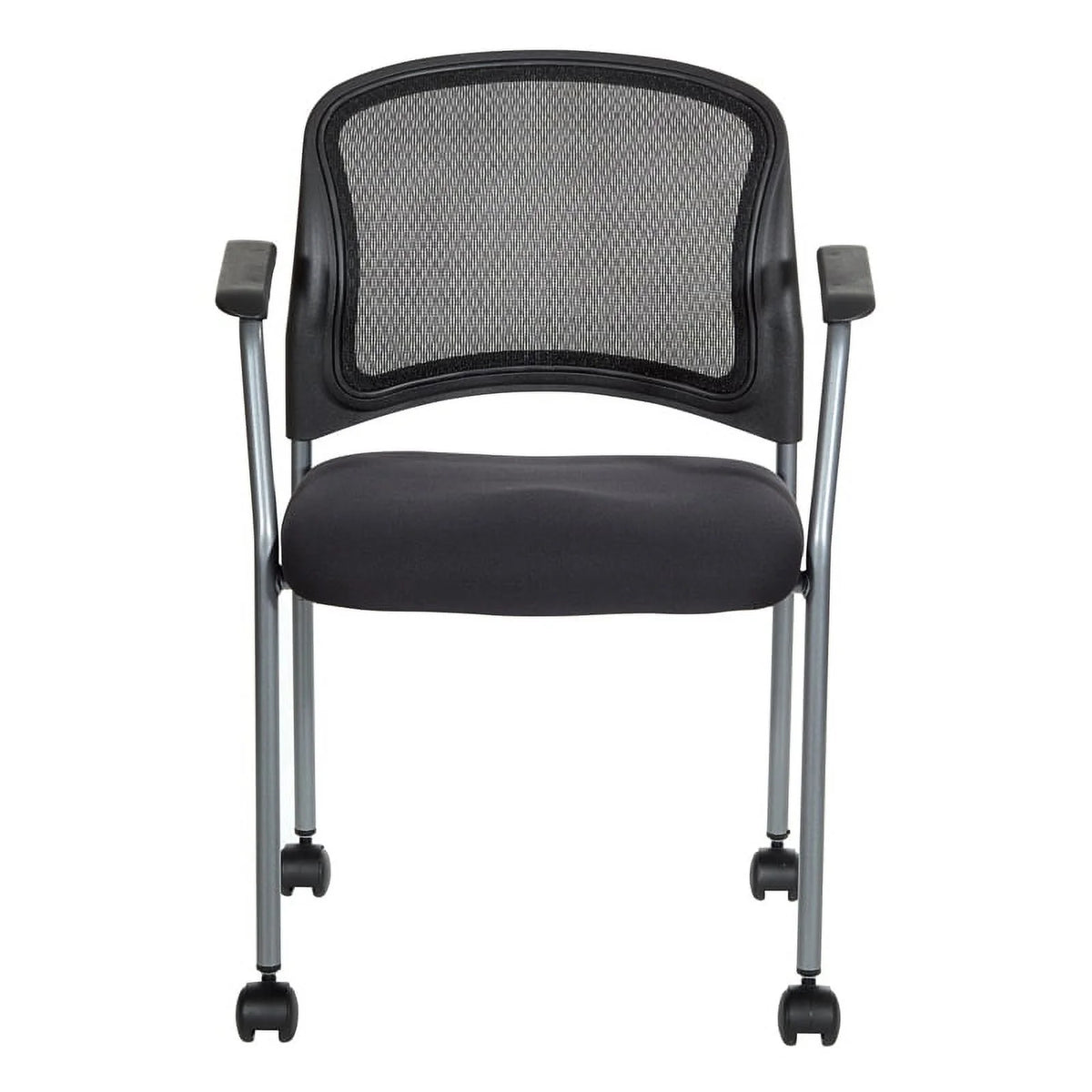Black Fabric Rolling Visitors Chair S393